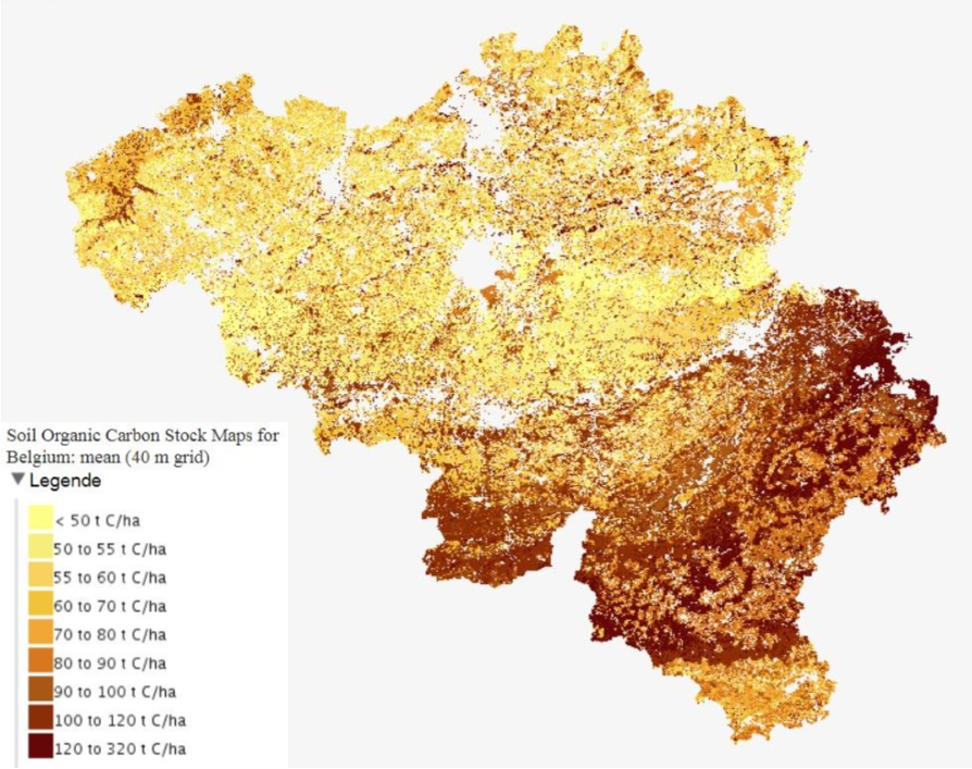 Soil Organic Carbon Stock Maps for Belgium